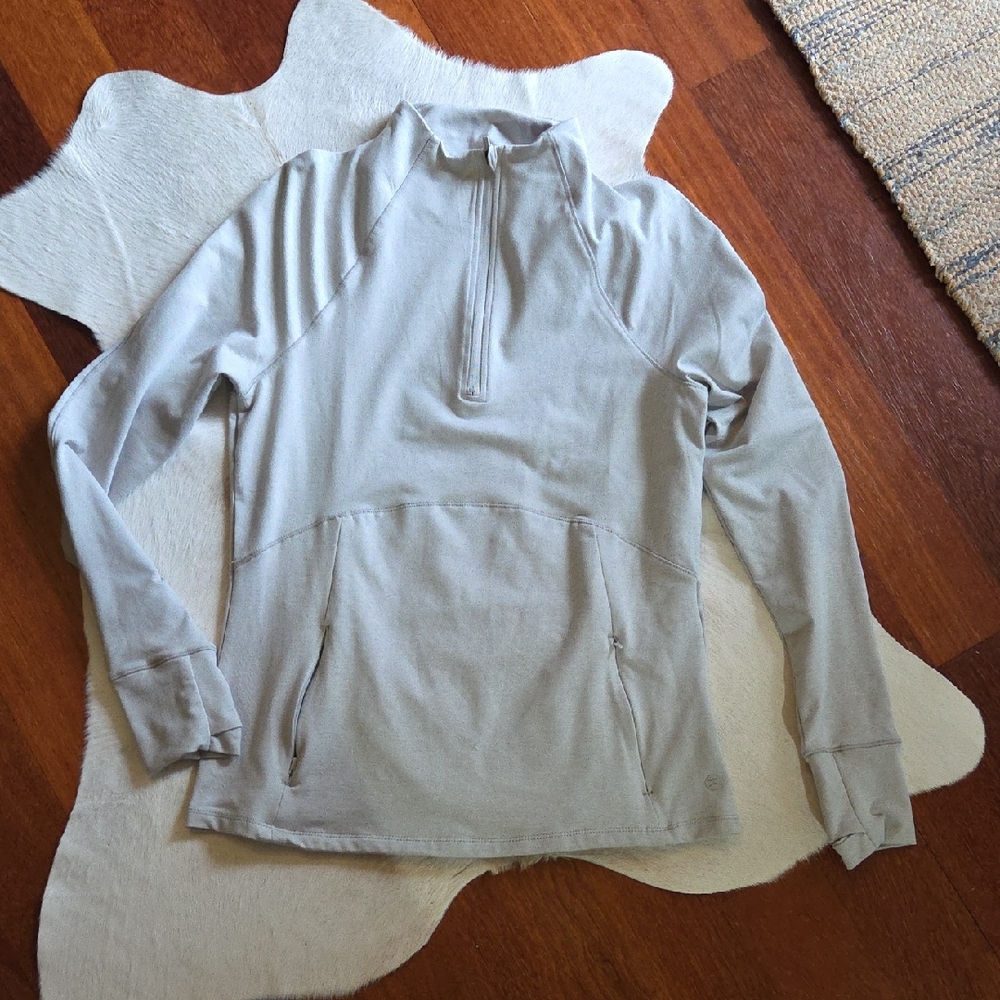 Danskin Light Gray Women's Quarter-Zip Pullover Hoodie